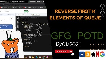 Reverse First K elements of Queue | gfg potd today | POTD | GFG Problem of the Day | C++ |