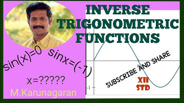 12th STD Maths  Ex.4.1 (1) FINDING VALUES OF x for sinx=0 using inverse functions.