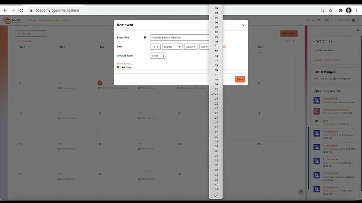 Moodle 4.0 Tutorial Videos-How to Use the Calendar