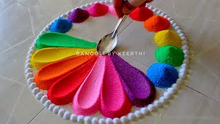 Simple rangoli designs for New year using spoon l रंगोली l easy new year rangoli l 2021 muggulu