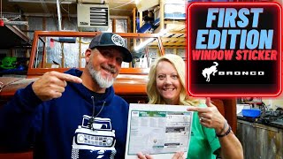 2021 Ford Bronco First Edition Window Sticker