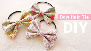 【縫わない】簡単♪リバティ布リボンヘアゴムの作り方 DIY/ハンドメイドアクセサリー/キッズ/NOSEW How to make easy bow hair tieはぎれ