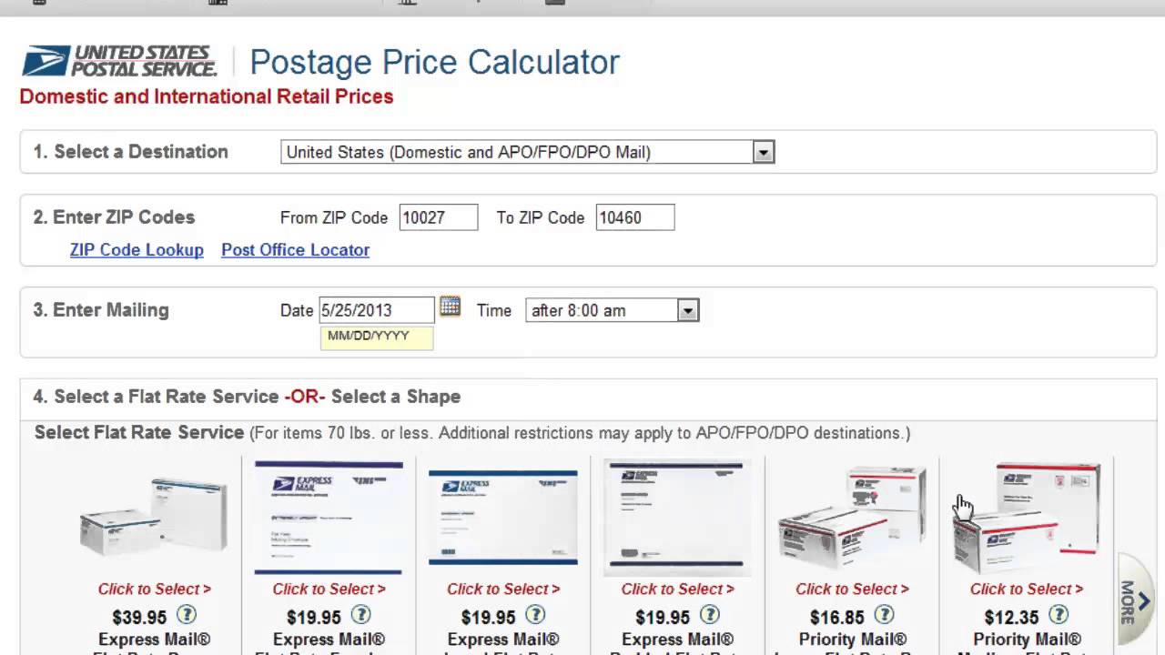 USPS Postal Price Calculator YouTube