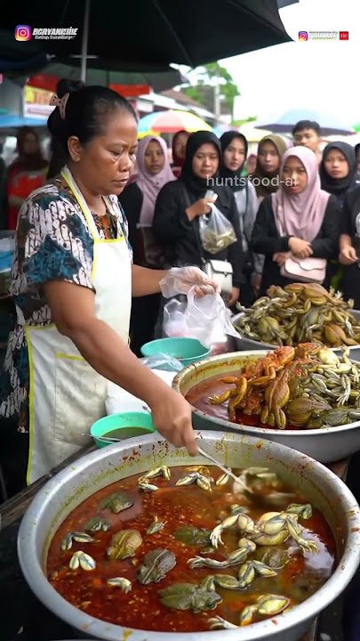 Giant Frogs Cooked in Big Bowls! Indonesian Mom Stuns Market Visitors