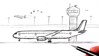 كيفية رسم طائرة سهلة - دروس الرسم سهلة