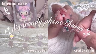 Aesthetic Crafting: DIY Trendy Phone Charm & Kuromi Case Reveal | No Talking Craft With Me ⋆.˚