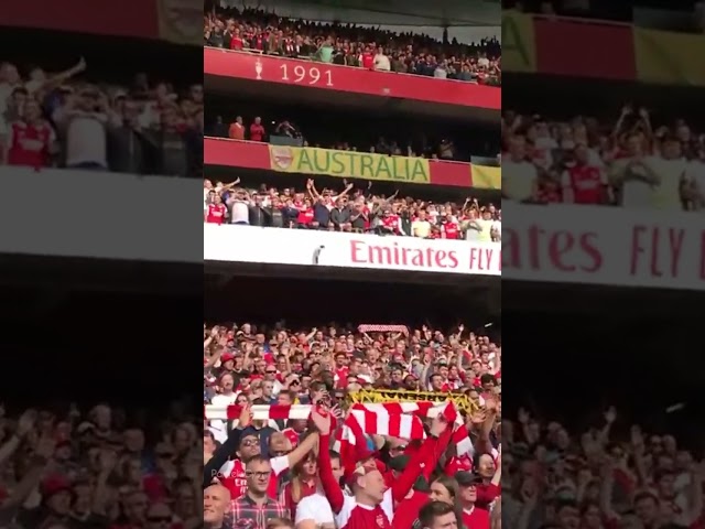 North London Forever Arsenal Fans Singing at the Emirates | Arsenal 3-2 Liverpool class=