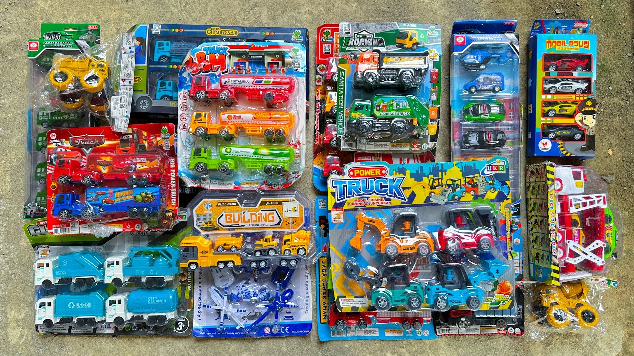 Menemukan Mobil Mainan Baru, Mobil Polisi, Train, Truk Molen, Truk Tangki, Mobil Towing 