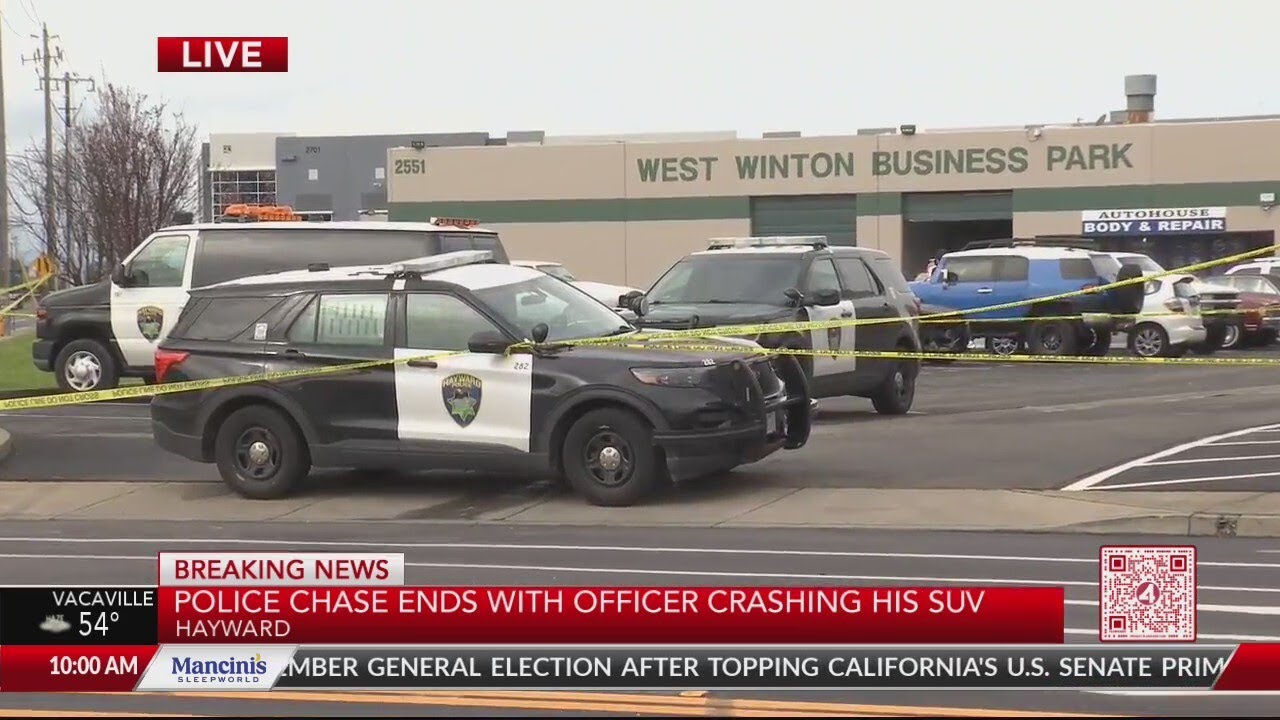 Hayward police chase ends with officer crashing his SUV - YouTube
