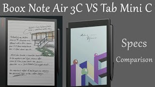 Boox Note Air 3C VS Tab Mini C -Specs Comparison