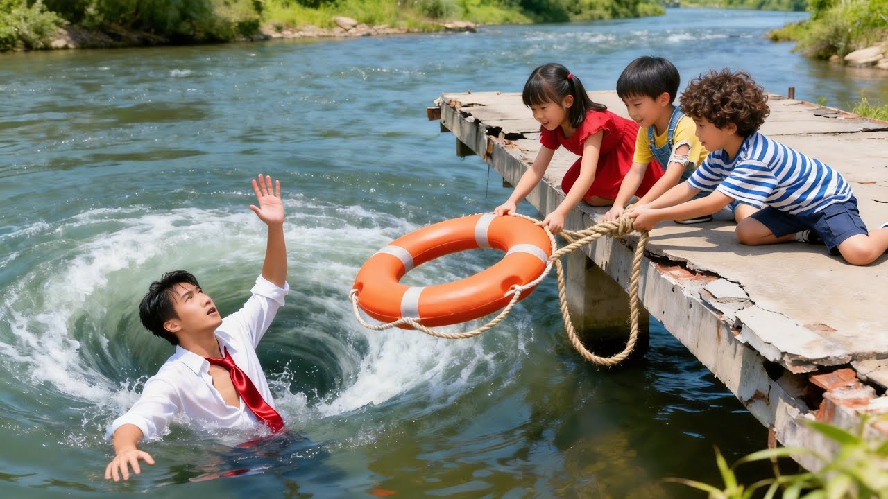 Triplet Heroes Rescue Man from River—Shocking Truth: He’s Their Long-Lost CEO Dad!