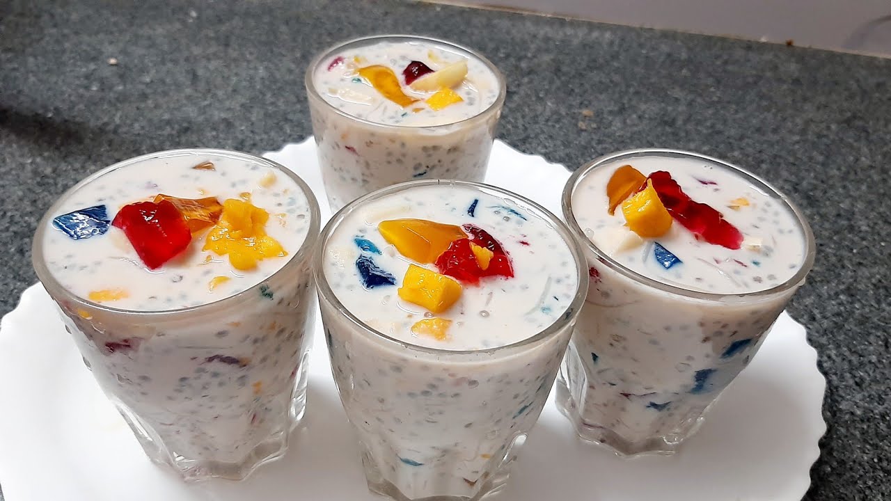 jelly and fruit dessert recipe/sago dessert / summer special kids favorite jelly dessert recipe
