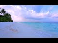 Maldives Atoll 🏝 Turquoise Ocean off Maamunagau Island. Ocean waves 4K Ultra HD