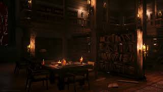 OLD LIBRARY AMBIENCE Rain Sounds, Book Sounds, Writing Sounds, Candle Flame Crackle
