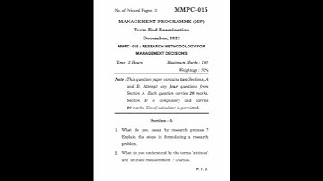 MMPC-015 Dec 2023 | IGNOU Previous Year Question Paper