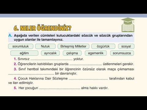 6 ünite neler öğrendiniz Cevapları 4 Sınıf Sosyal Bilgiler Kitabı Sayfa 171 172