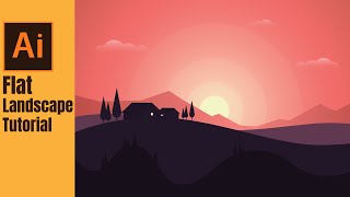 Flat Landscape Illustrator Tutorial for Beginners