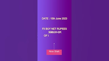 FII and DII on 15th June 2023 #fii #fiis #fiisdiisdata #nse #nifty