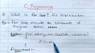 for loop in c programming | what is for loop? Discuss it's syntax, flowchart and example | #forloop