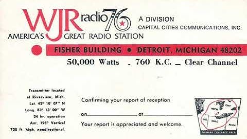 WJR 760 Detroit - Jay Roberts Night Flight - 1982