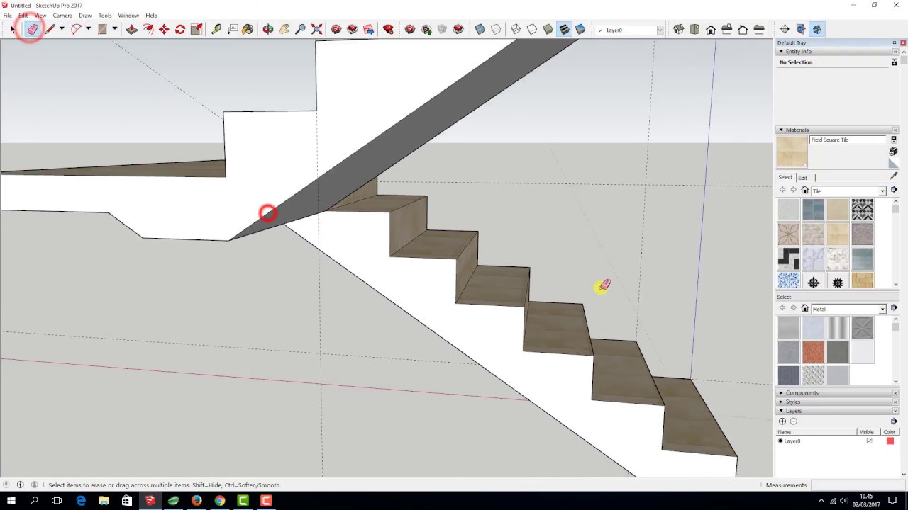 Sketchup 2019 Tutorial Cara  Membuat  Tangga  Sederhana  