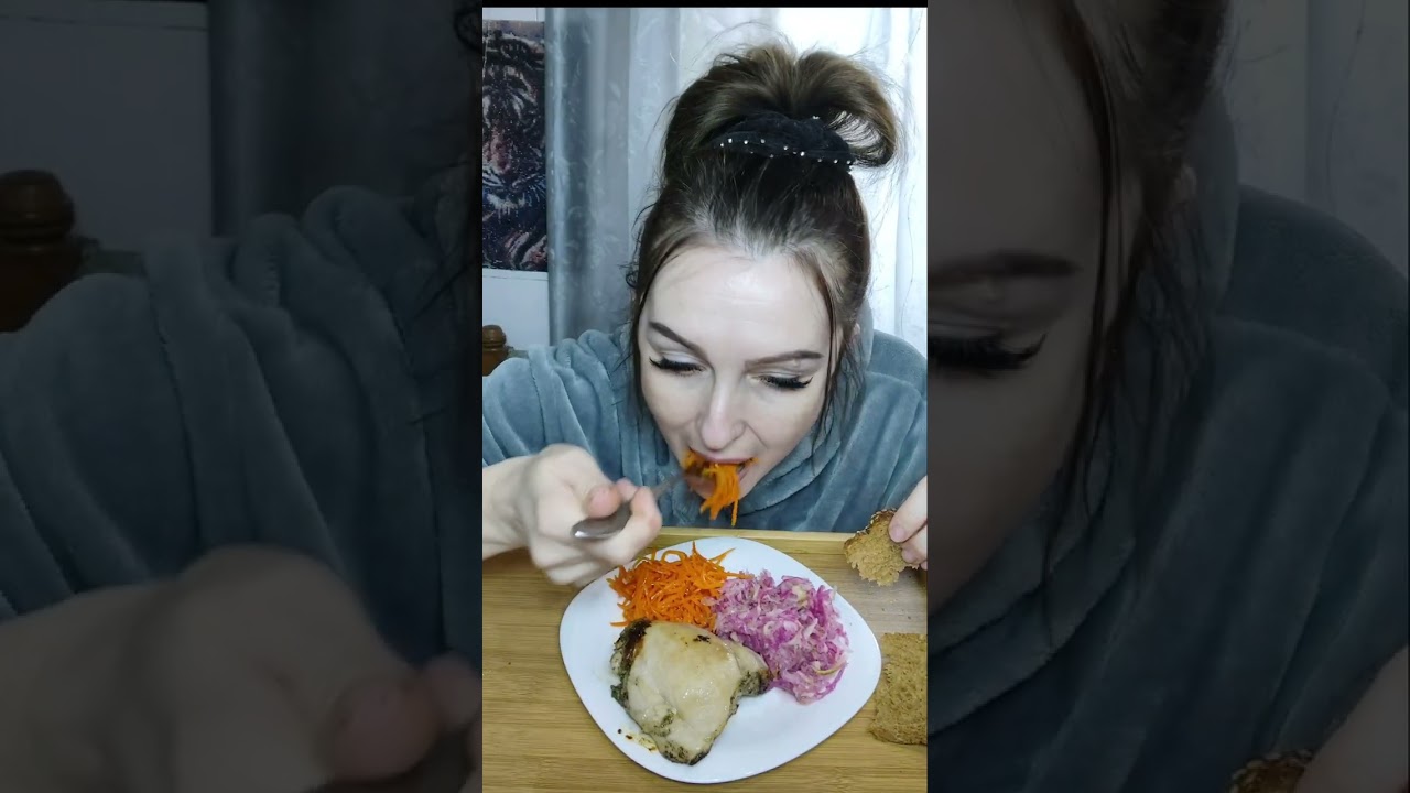 Мукбанг сырный суп, бедро куриное, редька, корейская морковь 🥕