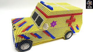 Make an Ambulance with Magnetic Balls ( ASMR) DIY /Rainbow Magnets