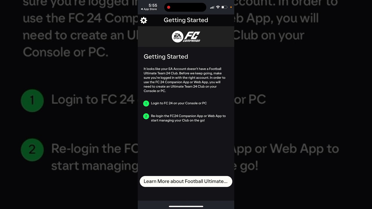 EAFC 24 WEB APP ERROR (EA ACCOUNT DOESN'T HAVE A FUT 24 CLUB) 