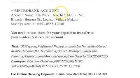 Retailer Sim: Loadcentral Loadwallet Replenishment Bank and Smartmoney