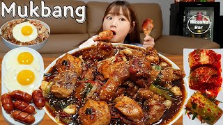 Sub)Real Mukbang- دجاج مطهو ببطء 🍗 سجق ، بيض نودلز أرز مقلي 🥘 طعام ASMR الكوري