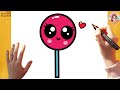 How to Draw a Cute Pink Lollipop Super Easy Drawing For Children ????