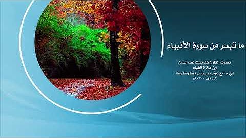جديد صلاة القيام ماتيسر من سورة الأنبياء القارئ هلويست نصرالدين