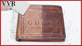 [ASMR] 'Clean & Restore' 'GUCCI' Vintage Wallet  -4k 🤎🖤🌼💼 helpful depression  insomnia satisfying