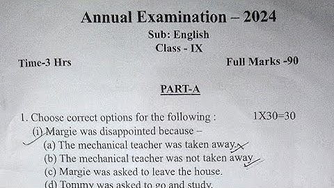 Class 9 Annual Examination 2024|English question paper with solved MCQs & Grammar|SEBA Class IX