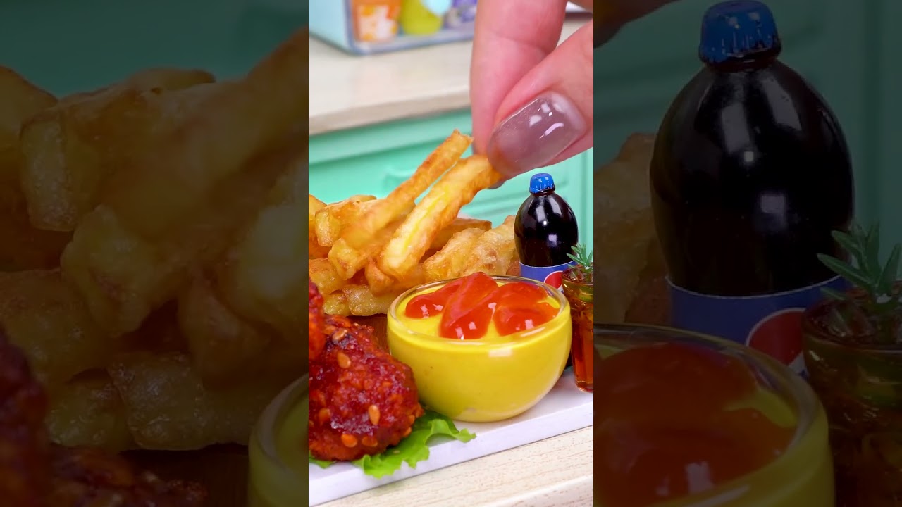 Mini Spicy Chicken and Chips🍗  Satisfying ASMR | Mini Food #shorts #asmr #miniature #minifood