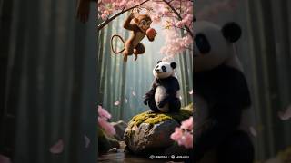 Greedy Monkey vs Zen Panda 🍑😂 | A greedy monkey, a wise panda, and a juicy peach #funnyanimals Profile