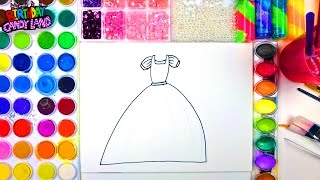 Coloring Page of a beautiful dress for Children to learn to color and paint BirthdayCandyLand