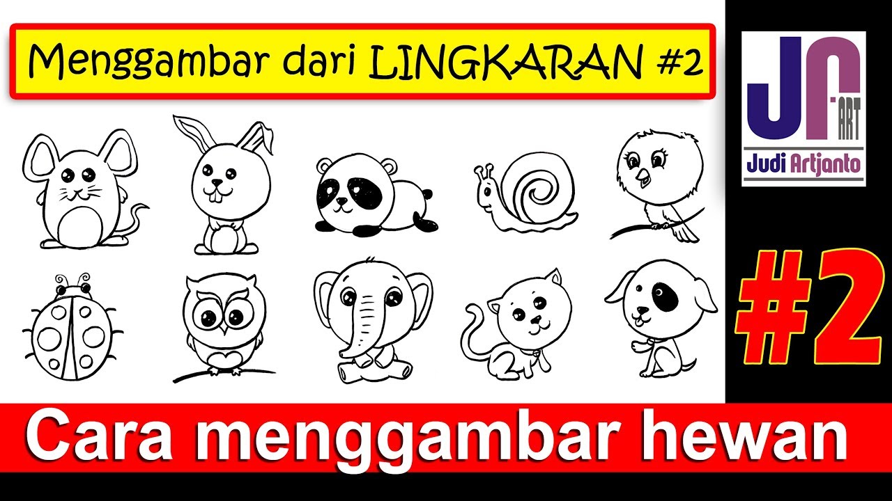 WAO HEBAT Cara  mudah menggambar  hewan  dari  lingkaran 2 