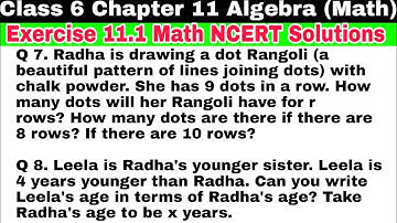 Class 6 Ex 11.1 Q 7 | Q 8 | Algebra | Exercise 11.1 | Chapter 11 | Math NCERT Solutions | CBSE Math