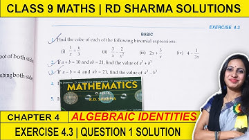 RD Sharma Class 9 Maths Ex 4.3 Ques 1 Solution | 9th Class RD Chapter 4 Algebraic Identities