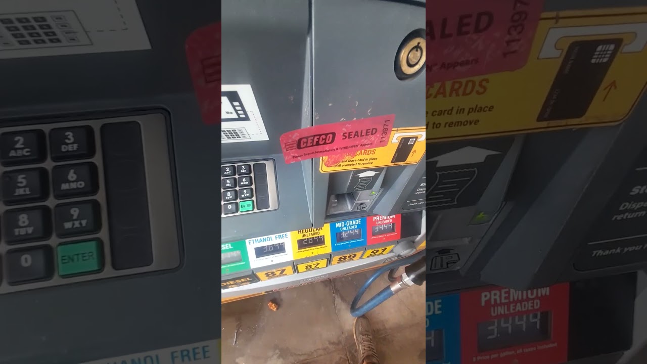 Early Morning gas run gas pump security tags removed/peeled back.