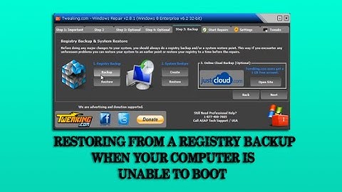 Restoring from a registry backup when your computer is unable to boot