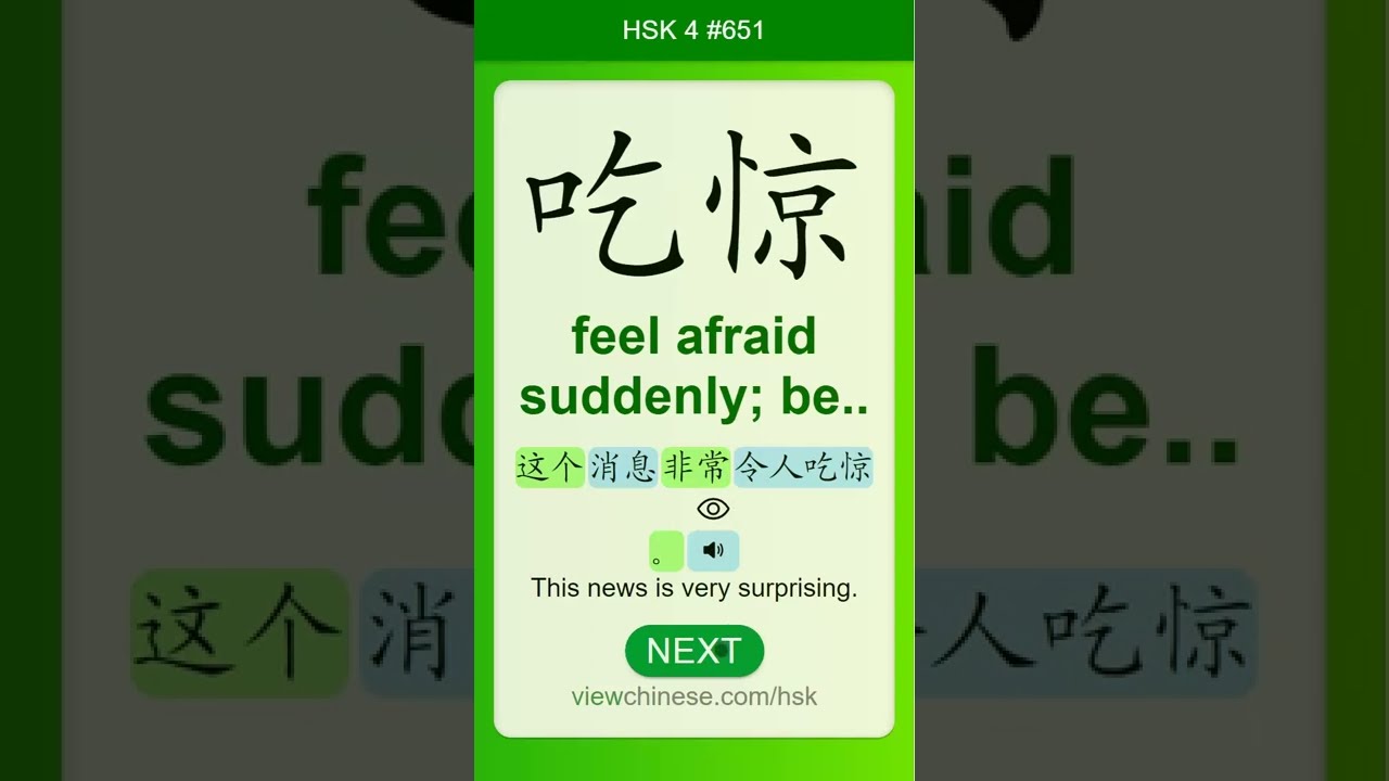 Chinese Vocabulary - HSK 4 吃惊(chī jīng) #651 中文词汇吃驚