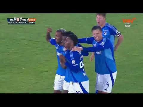 🔵 🔥💯 ¡Una joya de gol! ¡Palacios le marcó a Cali y gana Millonarios 2-0 el Clásico Añejo!