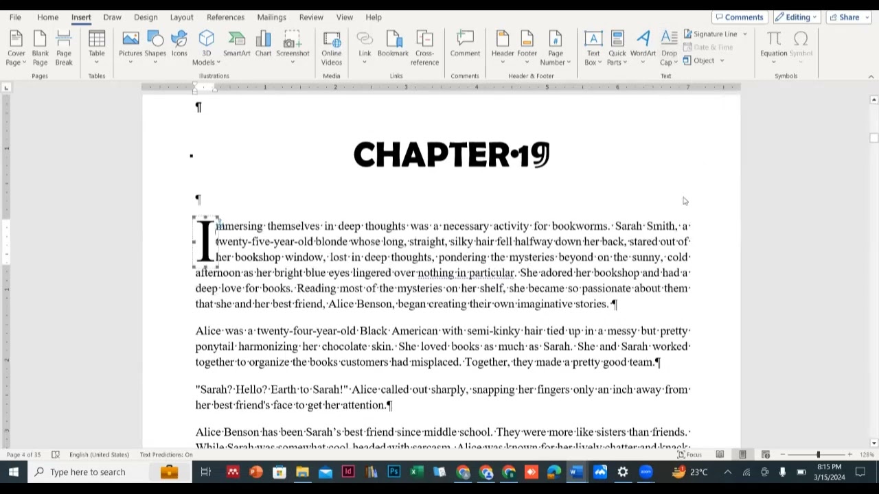How to insert Drop cap in word file