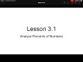 Lesson 3.1 Analyze Percents of Numbers