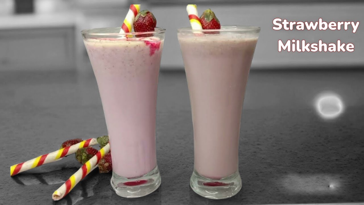 2 Easy Strawberry Milkshake | Strawberry Milkshake at home - YouTube