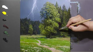 Живопись маслом: гром и солнце / Oil painting: thunder and sun
