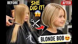 From Long Blonde Hair to Cute Bob 😮