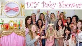My Baby Shower! (Behind the scenes) | DIY Pink \& Gold Girl Baby Shower on a Budget \/\/ Lindsay Ann